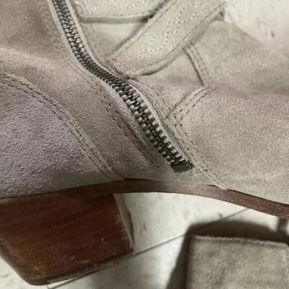 FRYE Ellen‎ Suede Buckle Short Ankle Bootie in Ash Cowboycore - Picture 8 of 10